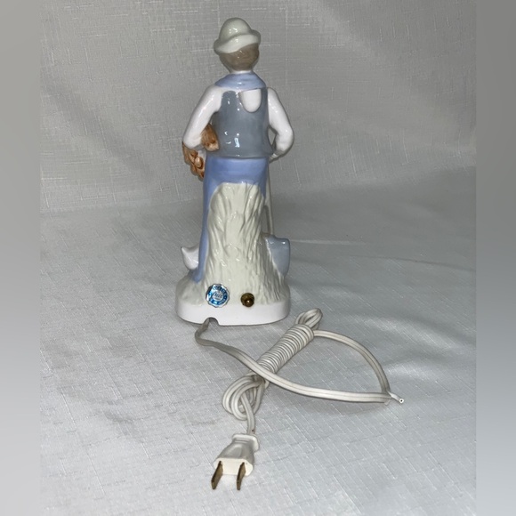 Vintage Japan Porcelain Underwriter Laboratories Portable Lamp Figurine Man Duck - Picture 3 of 12